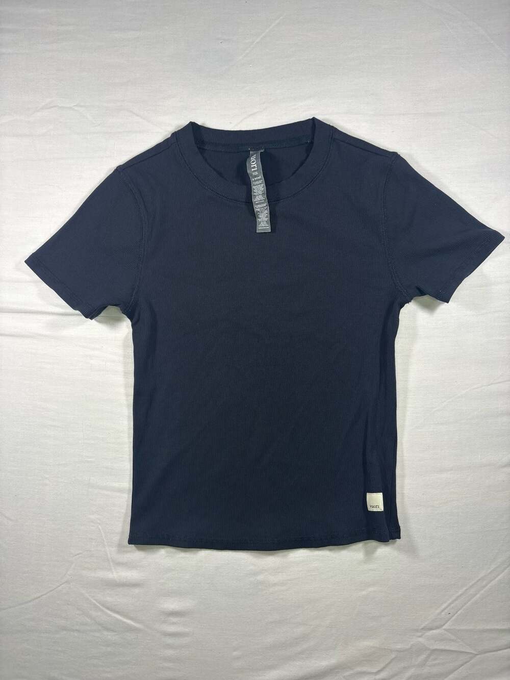 Vuori The Rise Ribbed Crewneck T-Shirt in Navy, Size X-Small